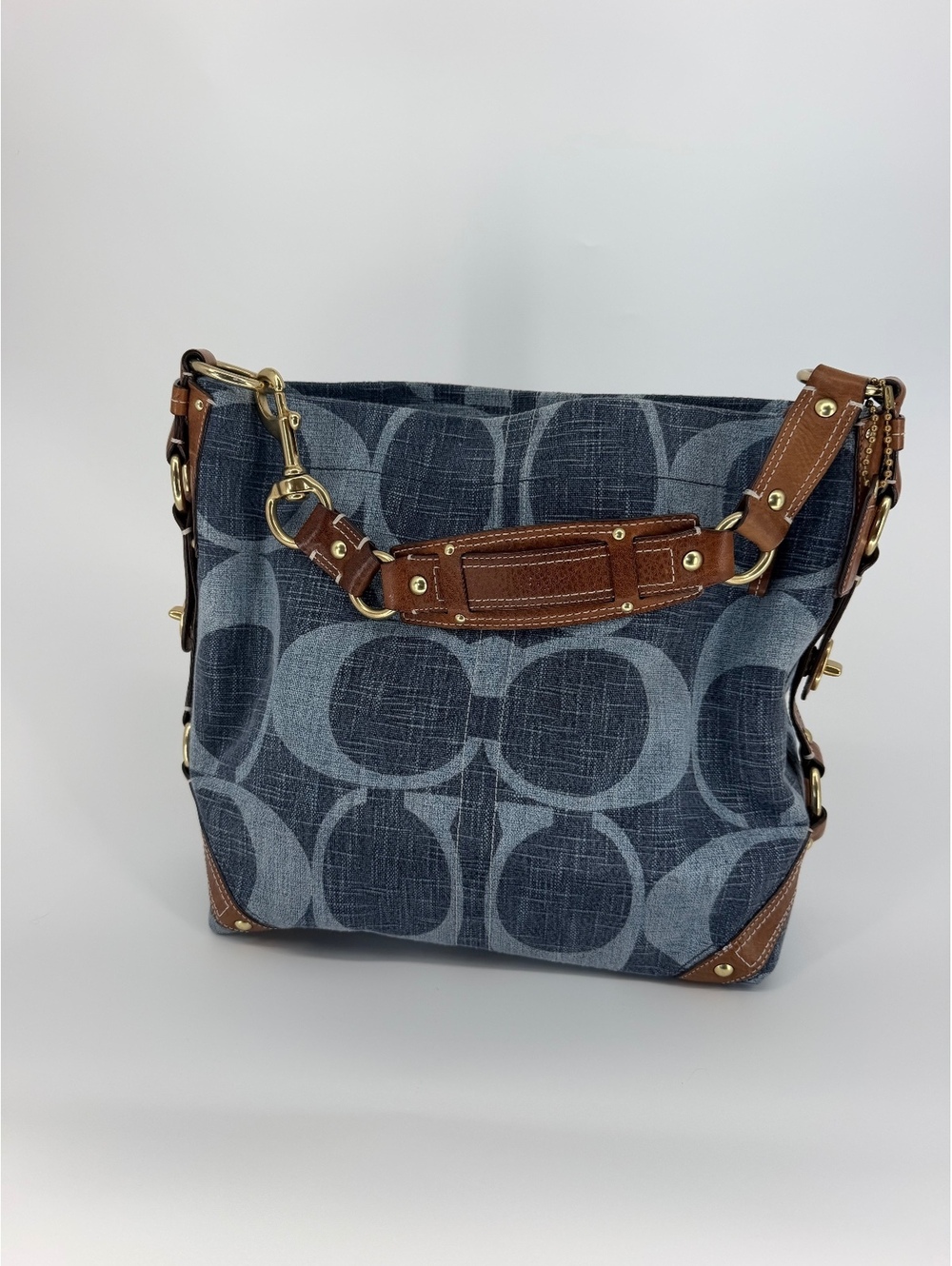 RARE Coach Carly 10795 Denim Signature C Hobo Bag Blue Y2K 2007 Vintage
